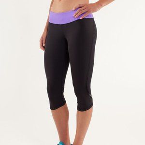 Lululemon Run Fast And Free Crop Black/Purple Size 6